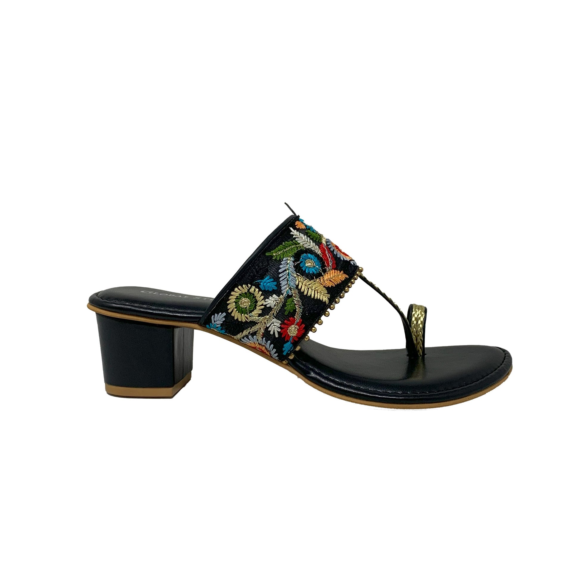 Floral Kolhapuri Heels - GlobalStep - shoes - 36