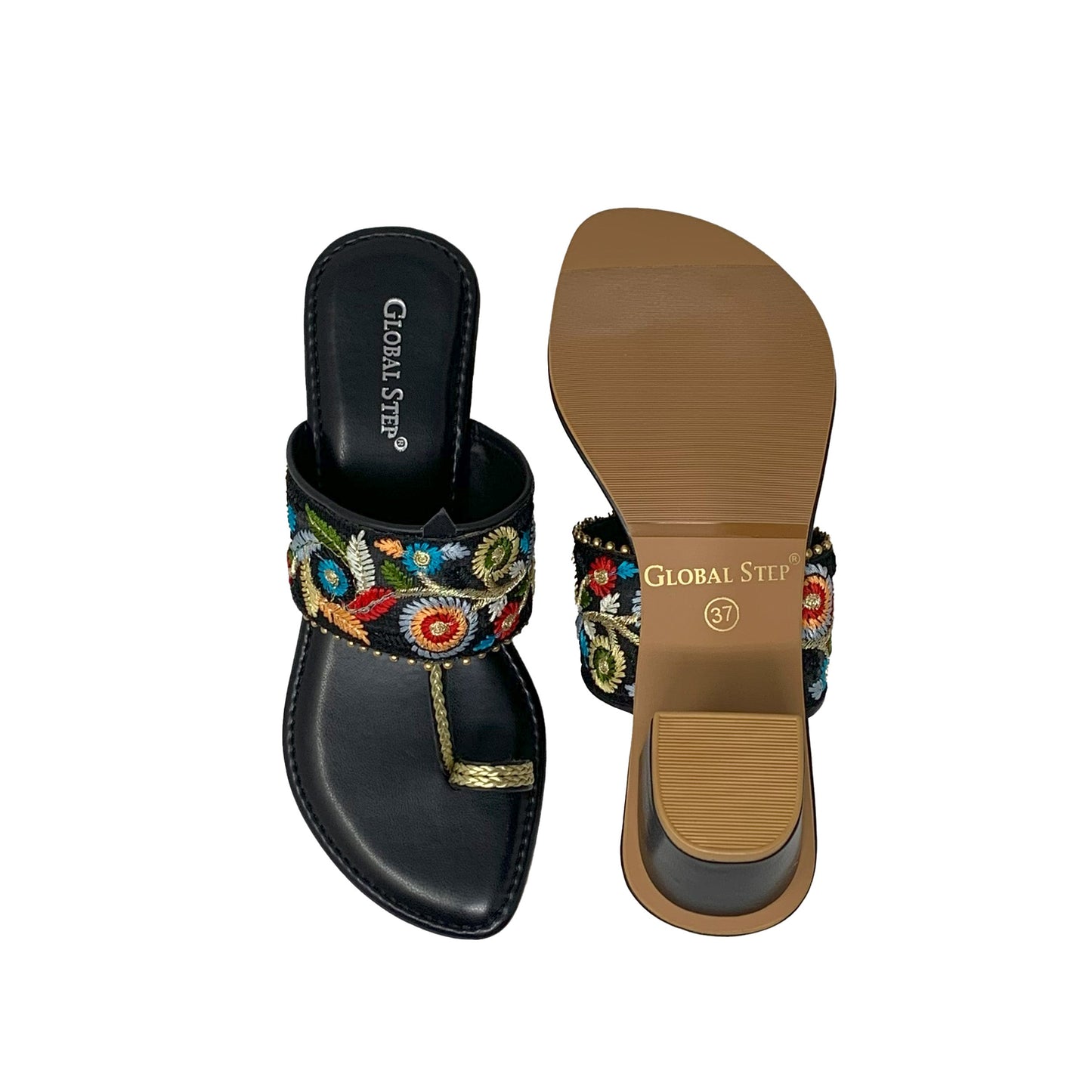 Floral Kolhapuri Heels - GlobalStep - shoes - 36