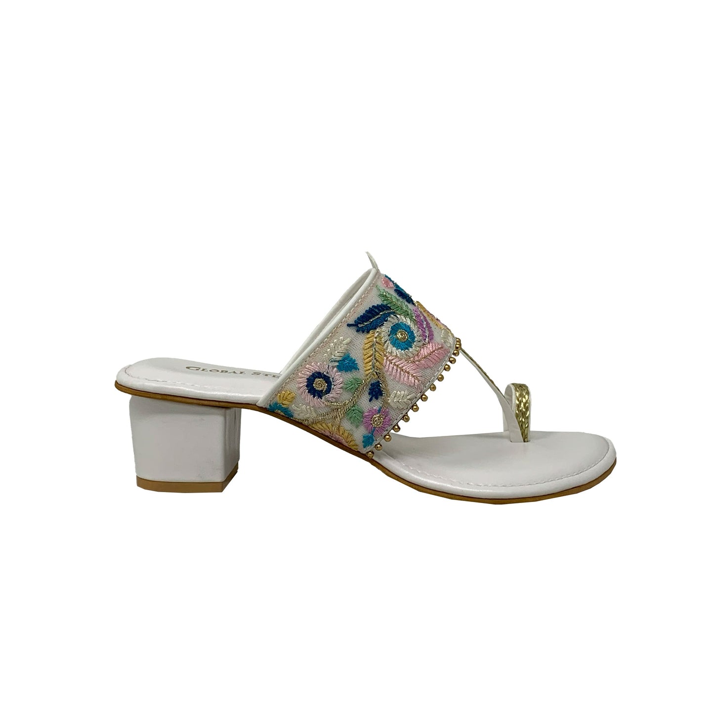 Floral Kolhapuri Heels - GlobalStep - shoes - 36