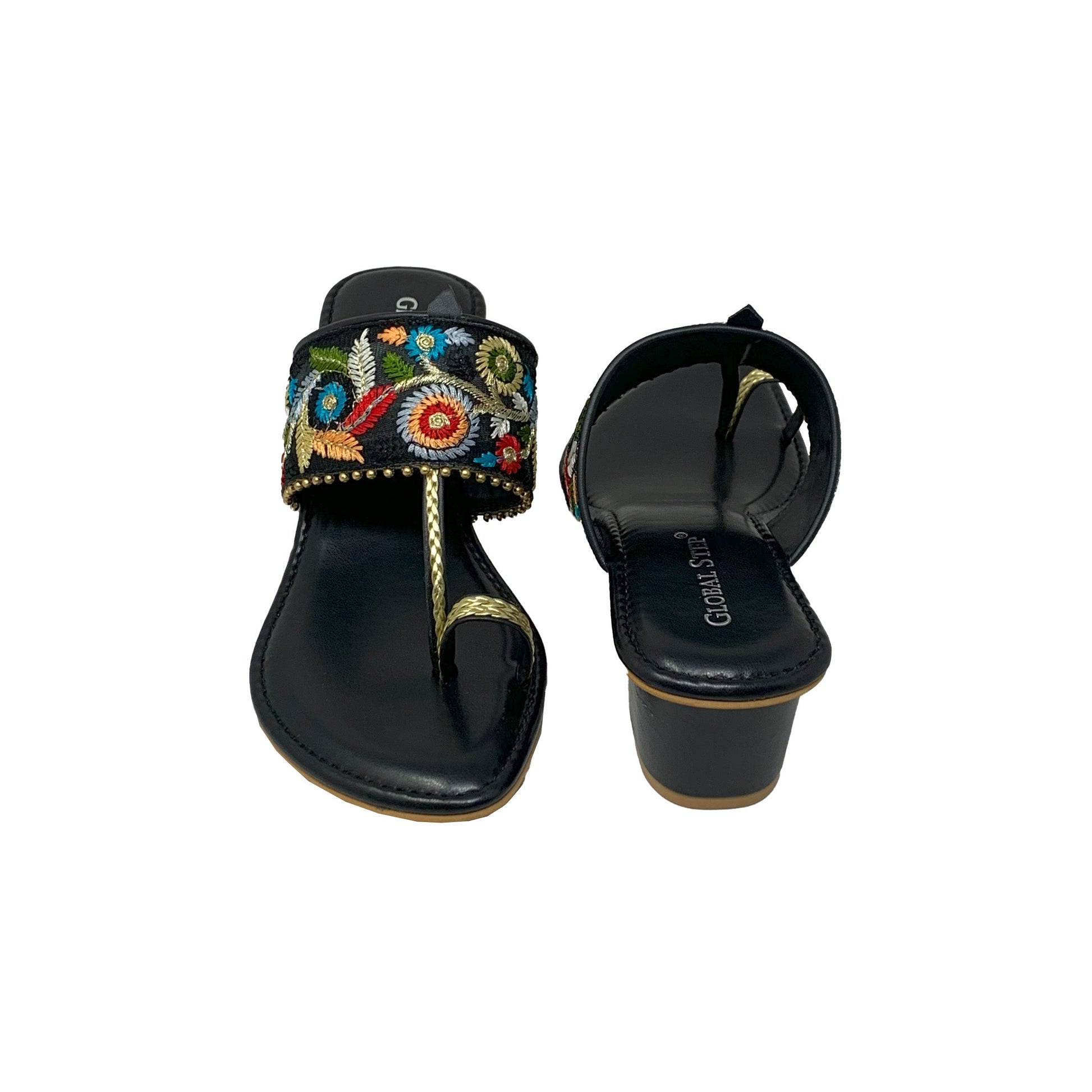 Floral Kolhapuri Heels - GlobalStep - shoes - 36
