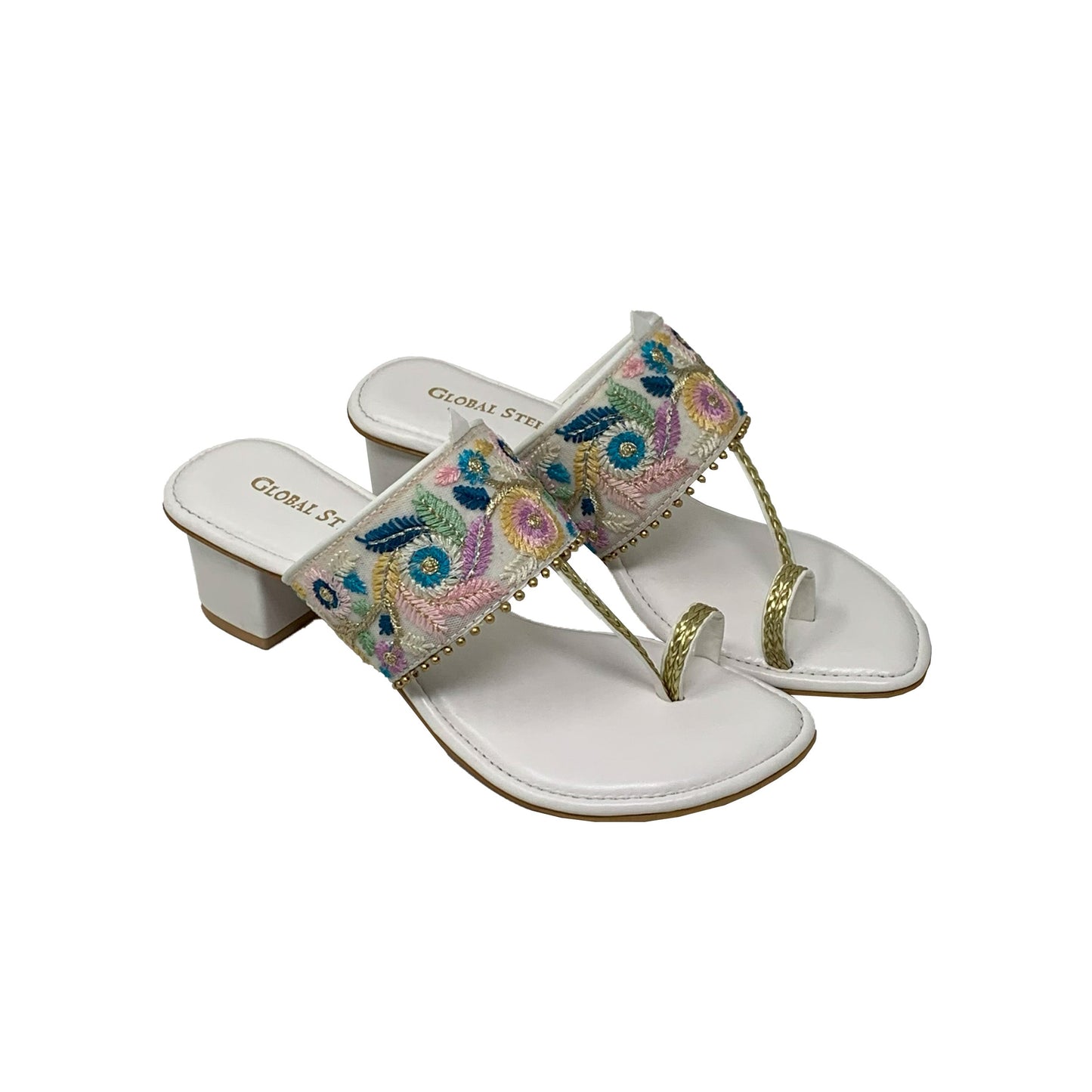 Floral Kolhapuri Heels - GlobalStep - shoes - 36