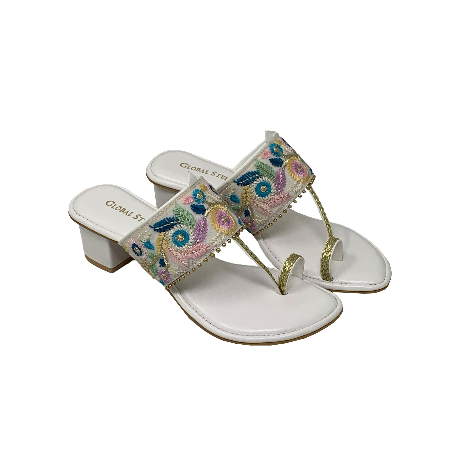 Floral Kolhapuri Heels - GlobalStep - shoes - 36