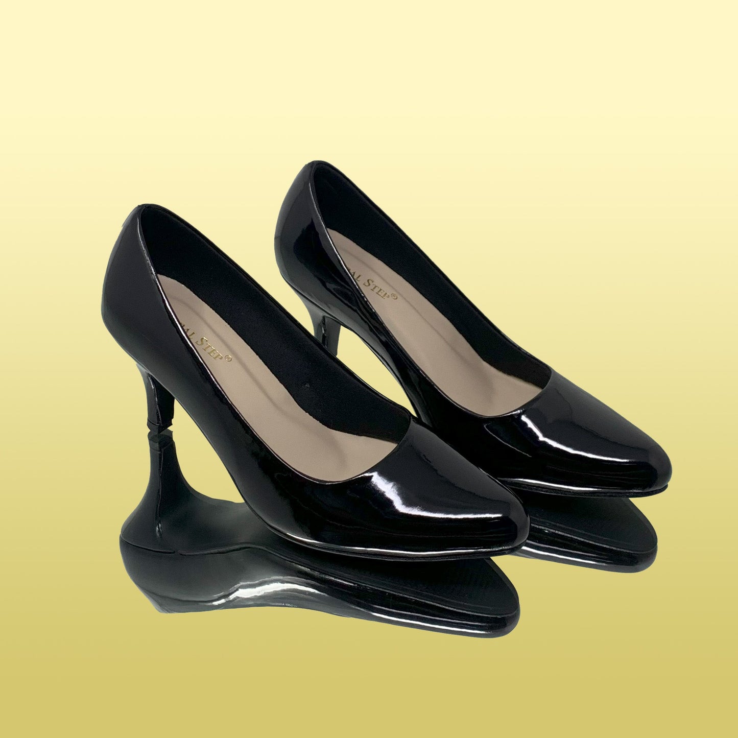 Glossy Black Heels - GlobalStep - shoes - 36