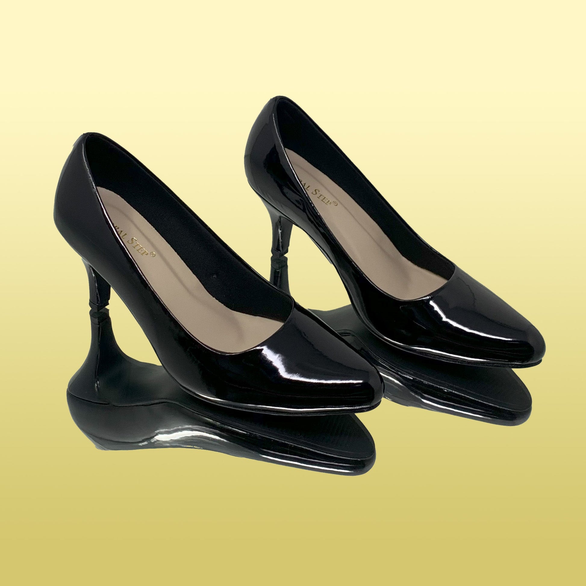 Glossy Black Heels - GlobalStep - shoes - 36