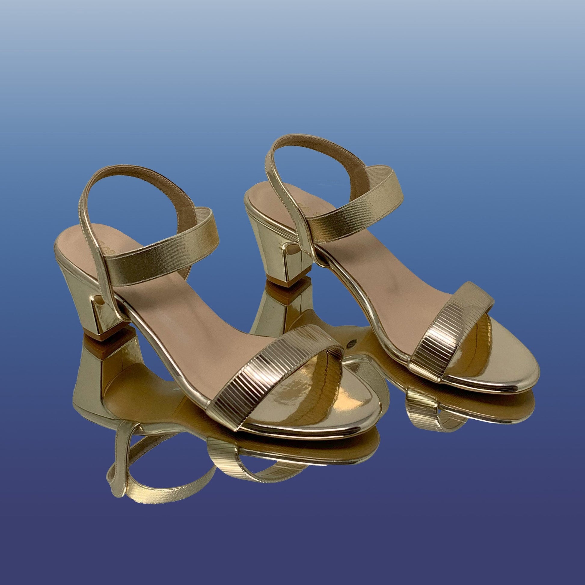 Gold Block Heel Sandals - GlobalStep - shoes - 36