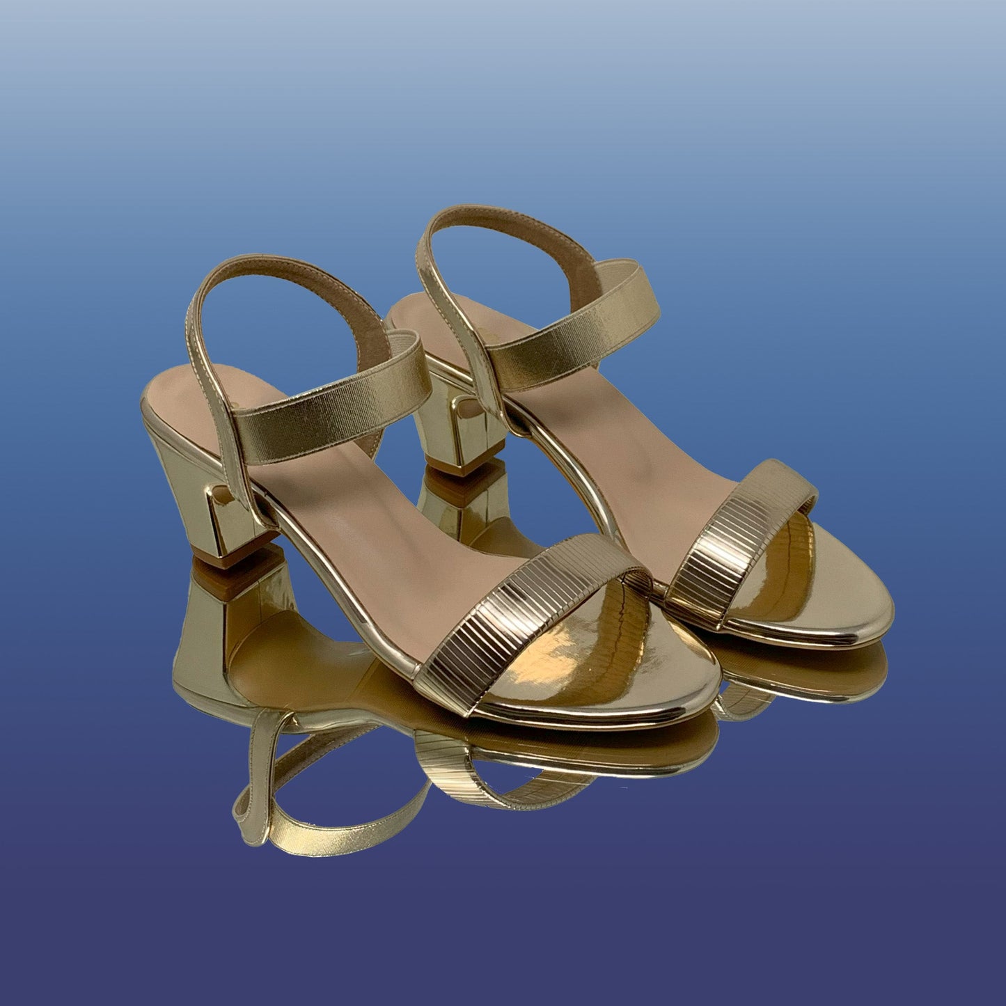 Gold Block Heel Sandals - GlobalStep - shoes - 36