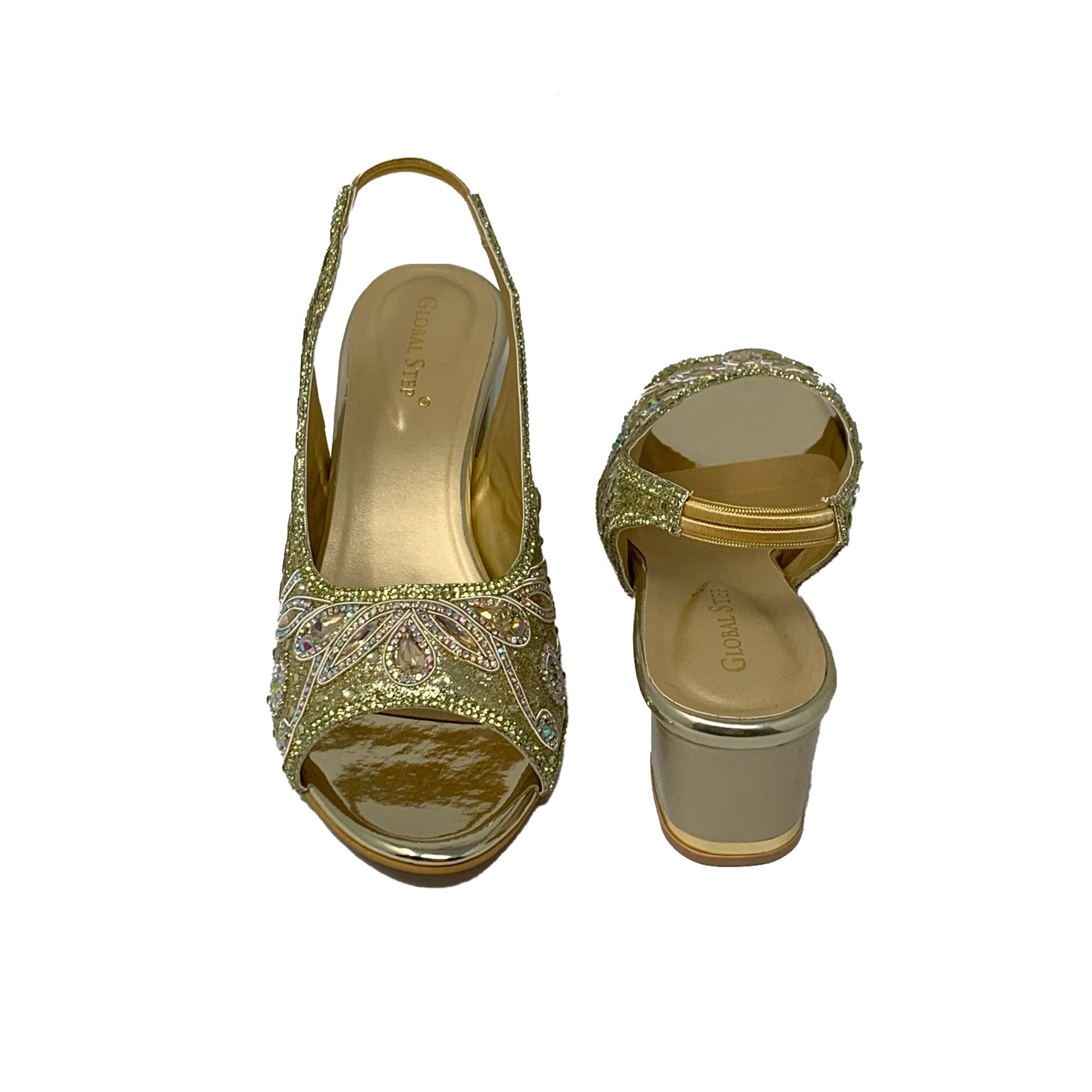 Golden Glow Ethnic Heels - GlobalStep - shoes - 36