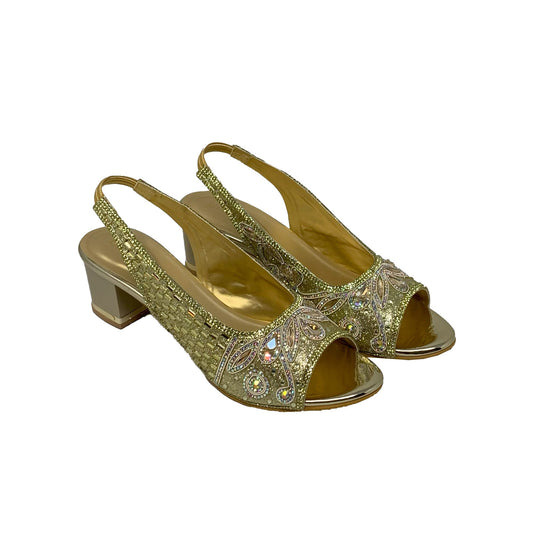 Golden Glow Ethnic Heels - GlobalStep - shoes - 36