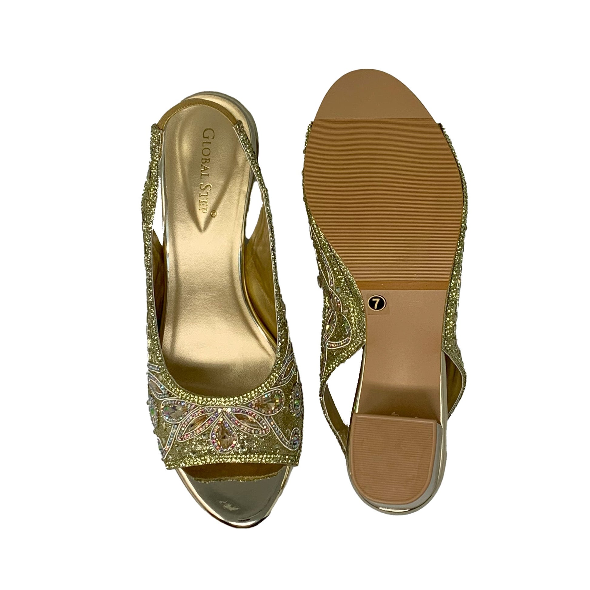 Golden Glow Ethnic Heels - GlobalStep - shoes - 36