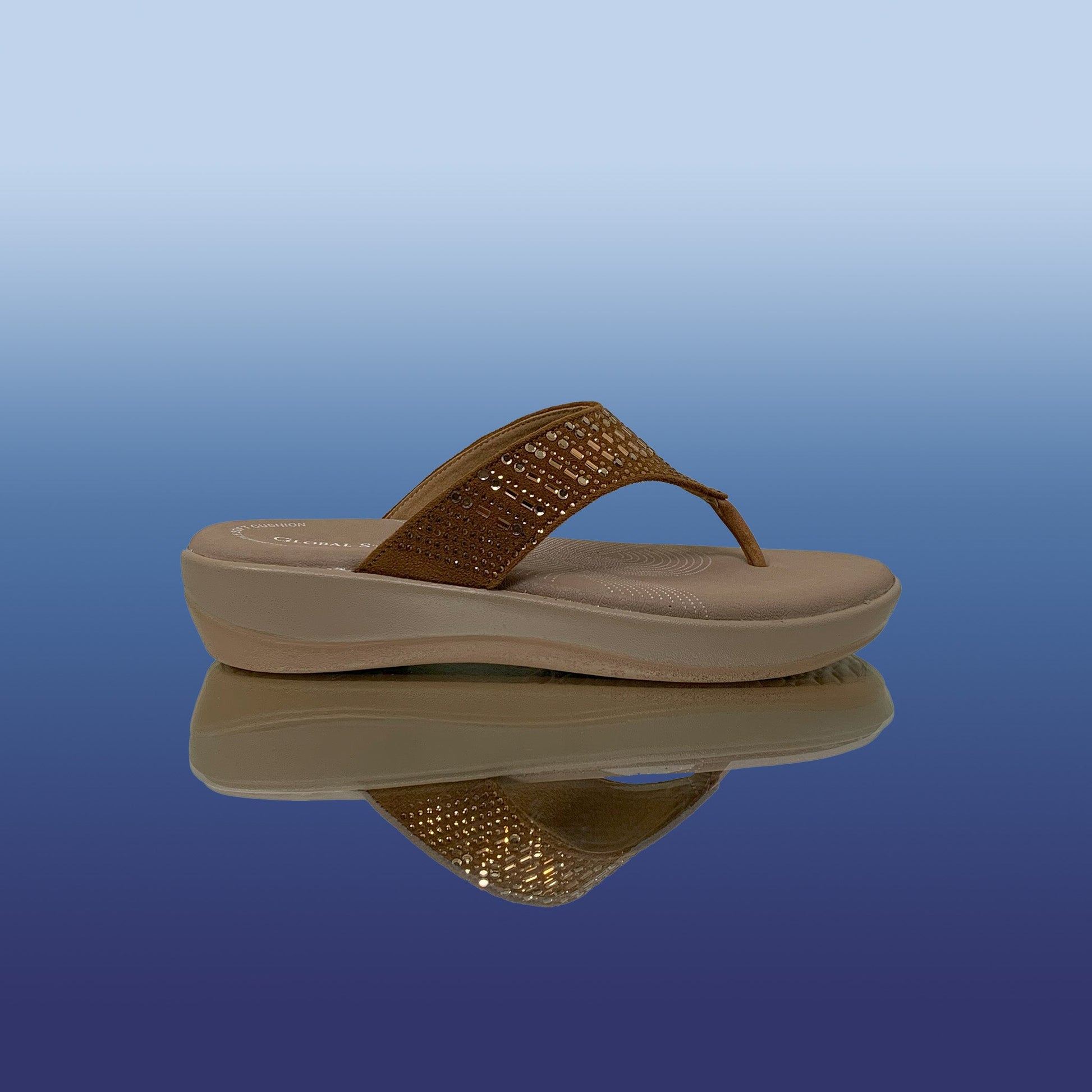 Golden Tan Rhinestone Flip - Flops - GlobalStep - shoes - 36