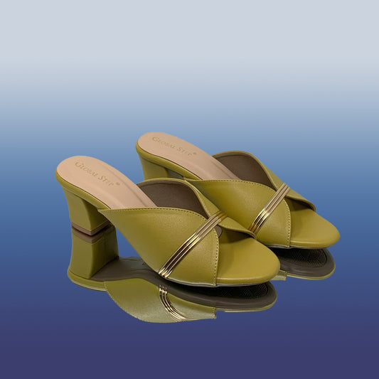 Olive Green Block Heels - GlobalStep - shoes - 36