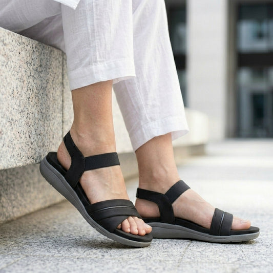 Black Sandal with Silver Accent
