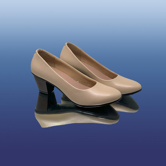 Radiant Beige Block Heel Pumps 👠 - GlobalStep - shoes - 36