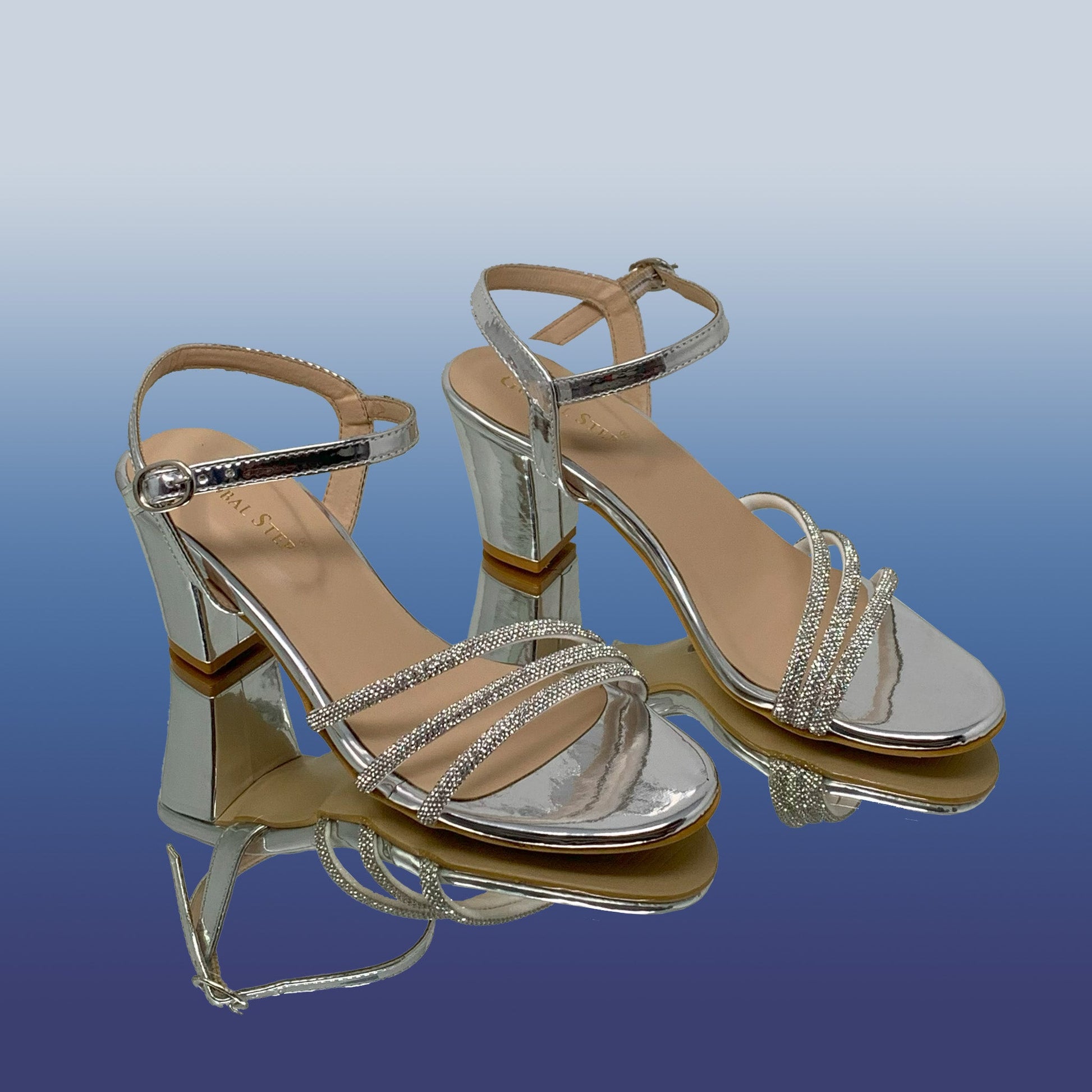 Silver Strappy High Heel Sandals - GlobalStep - shoes - 36