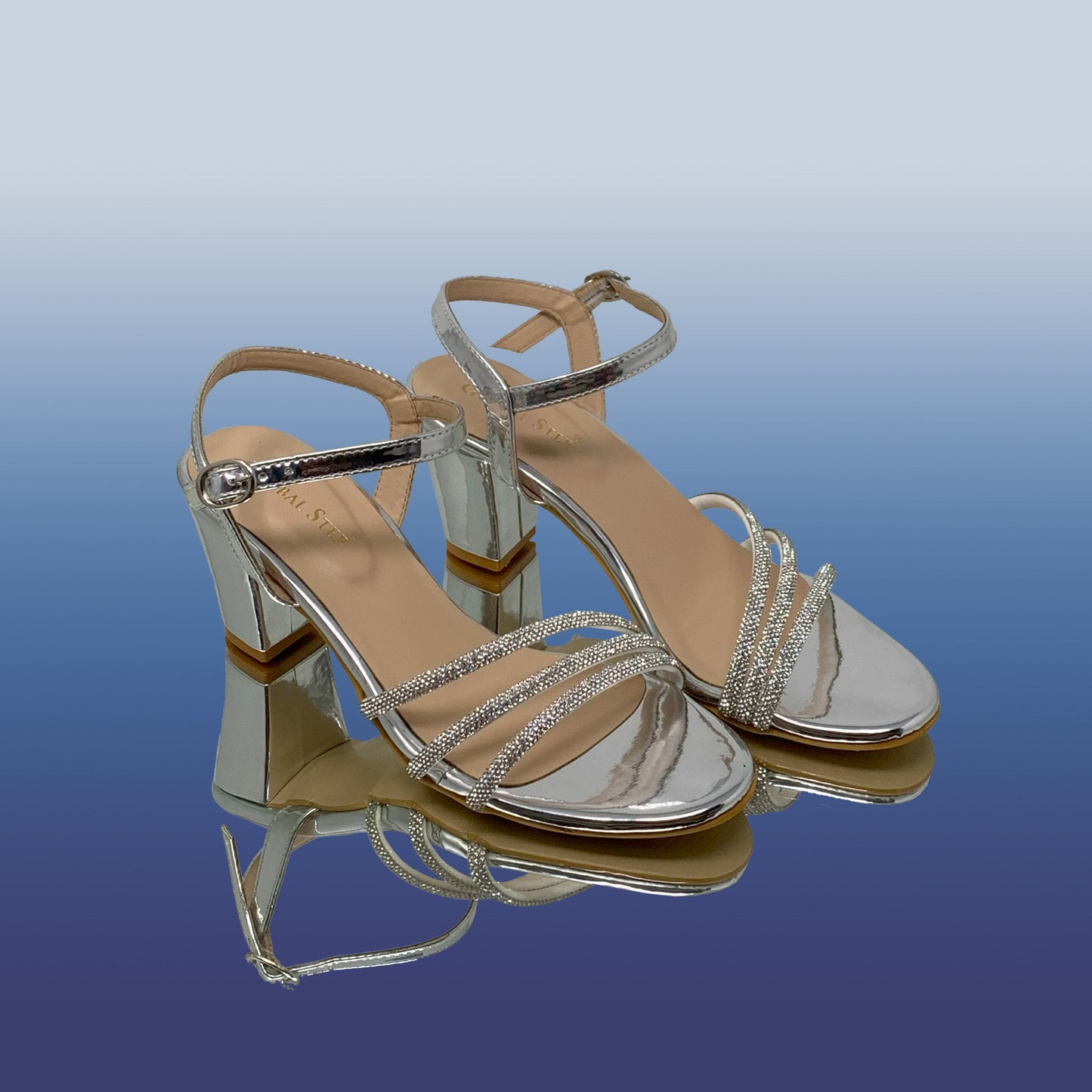 Silver Strappy High Heel Sandals - GlobalStep - shoes - 36