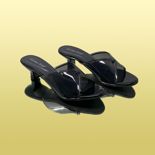 Sleek Black Heeled Sandals - GlobalStep - shoes - 36