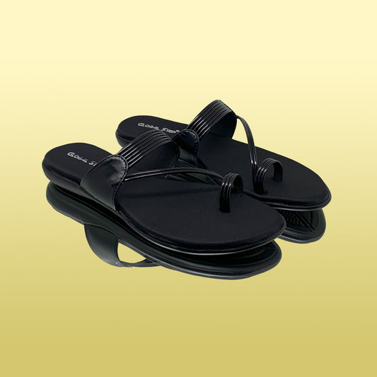 Sleek Black Slip - On Sandals - GlobalStep - shoes - 36