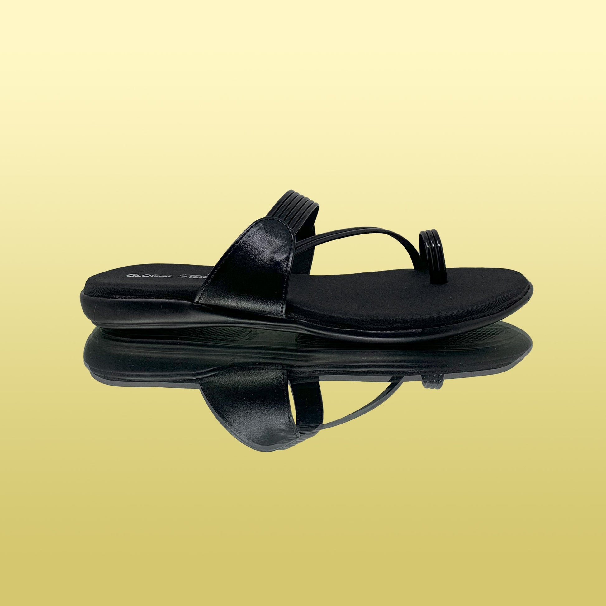 Sleek Black Slip - On Sandals - GlobalStep - shoes - 36