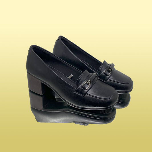 Sophisticated Block Heel Loafers - Classic Black - GlobalStep - shoes - 36