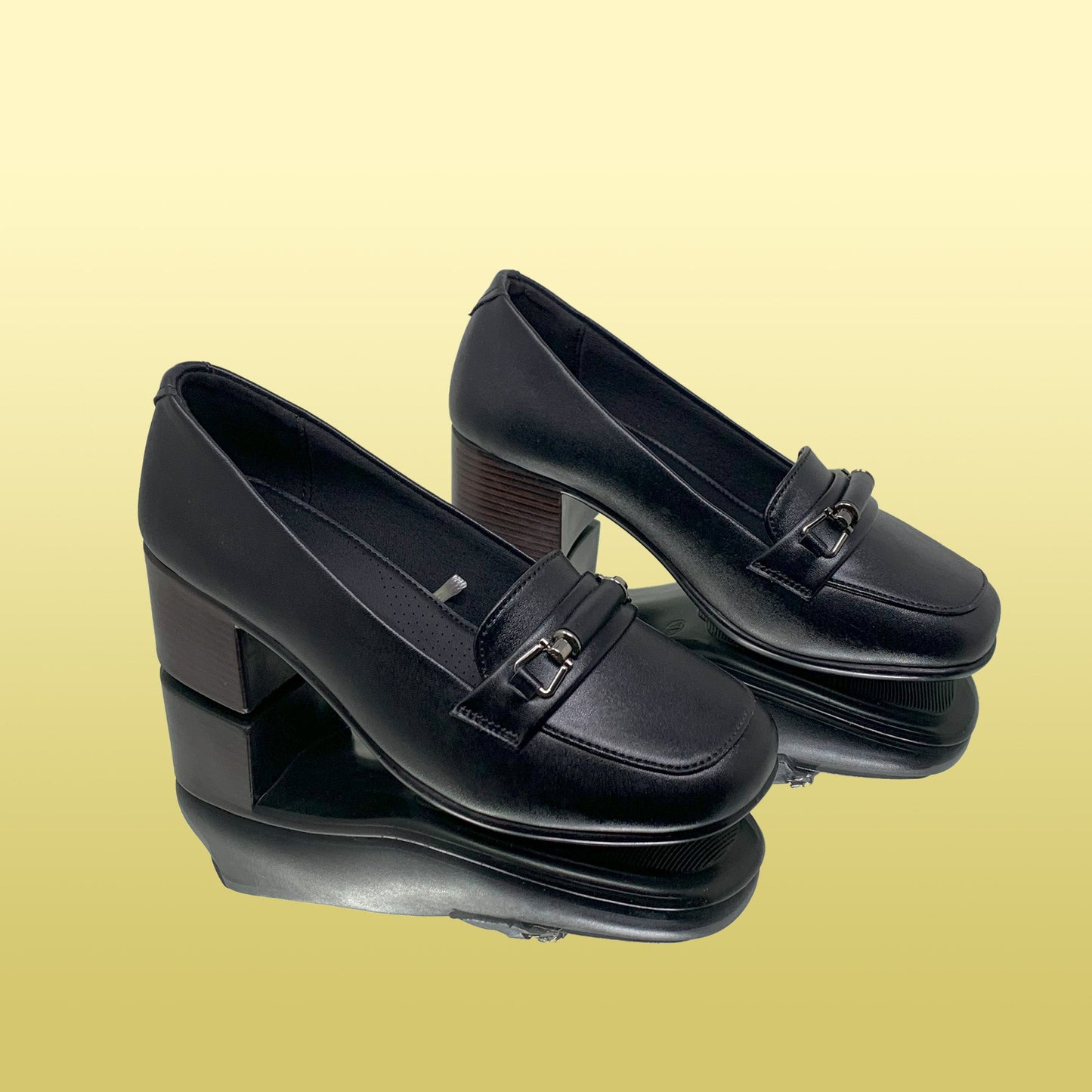 Sophisticated Block Heel Loafers - Classic Black - GlobalStep - shoes - 36