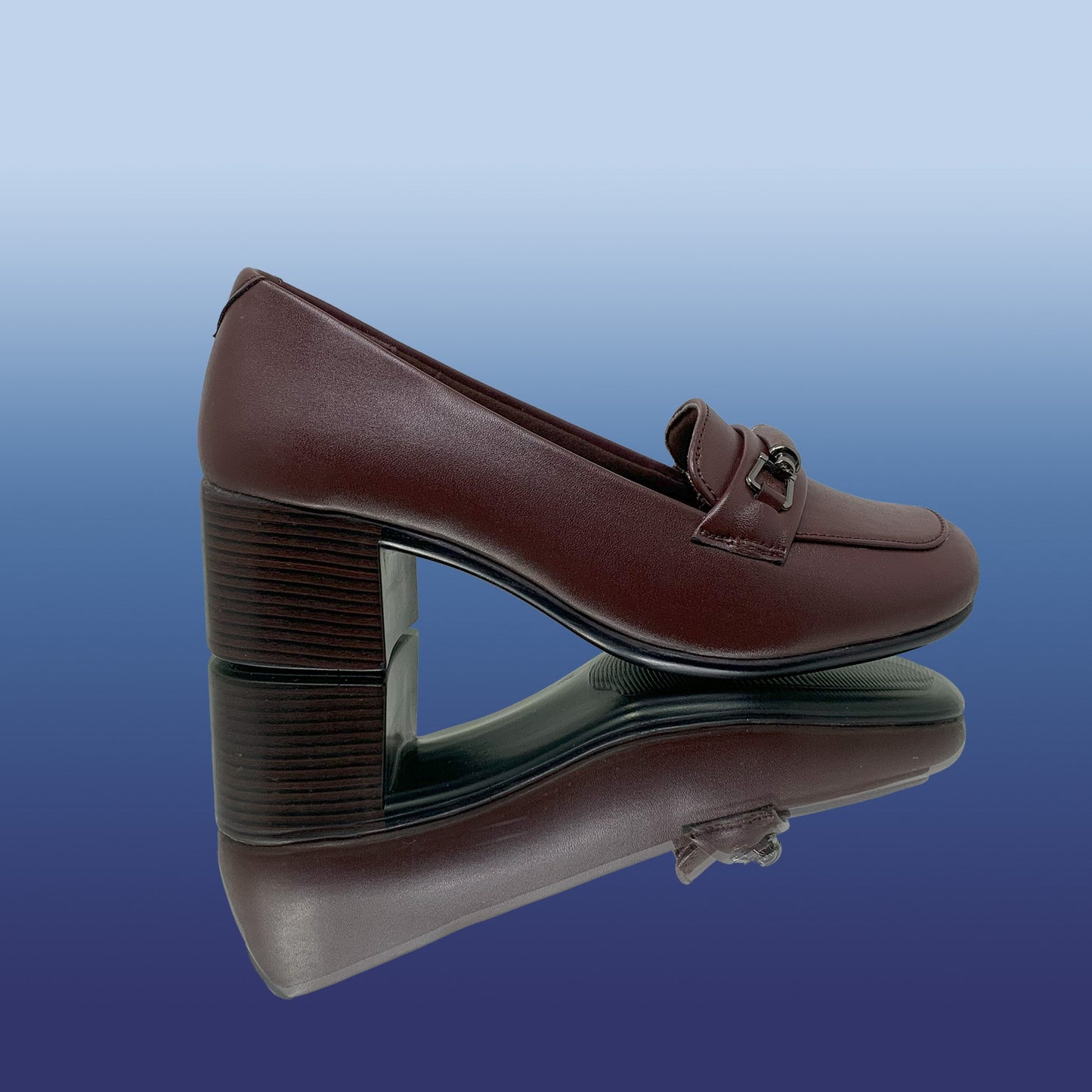 Sophisticated Brown Block Heel Loafers - GlobalStep - shoes - 36