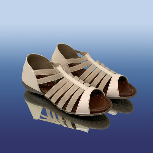 Strappy Beige Sandals - GlobalStep - shoes - 36