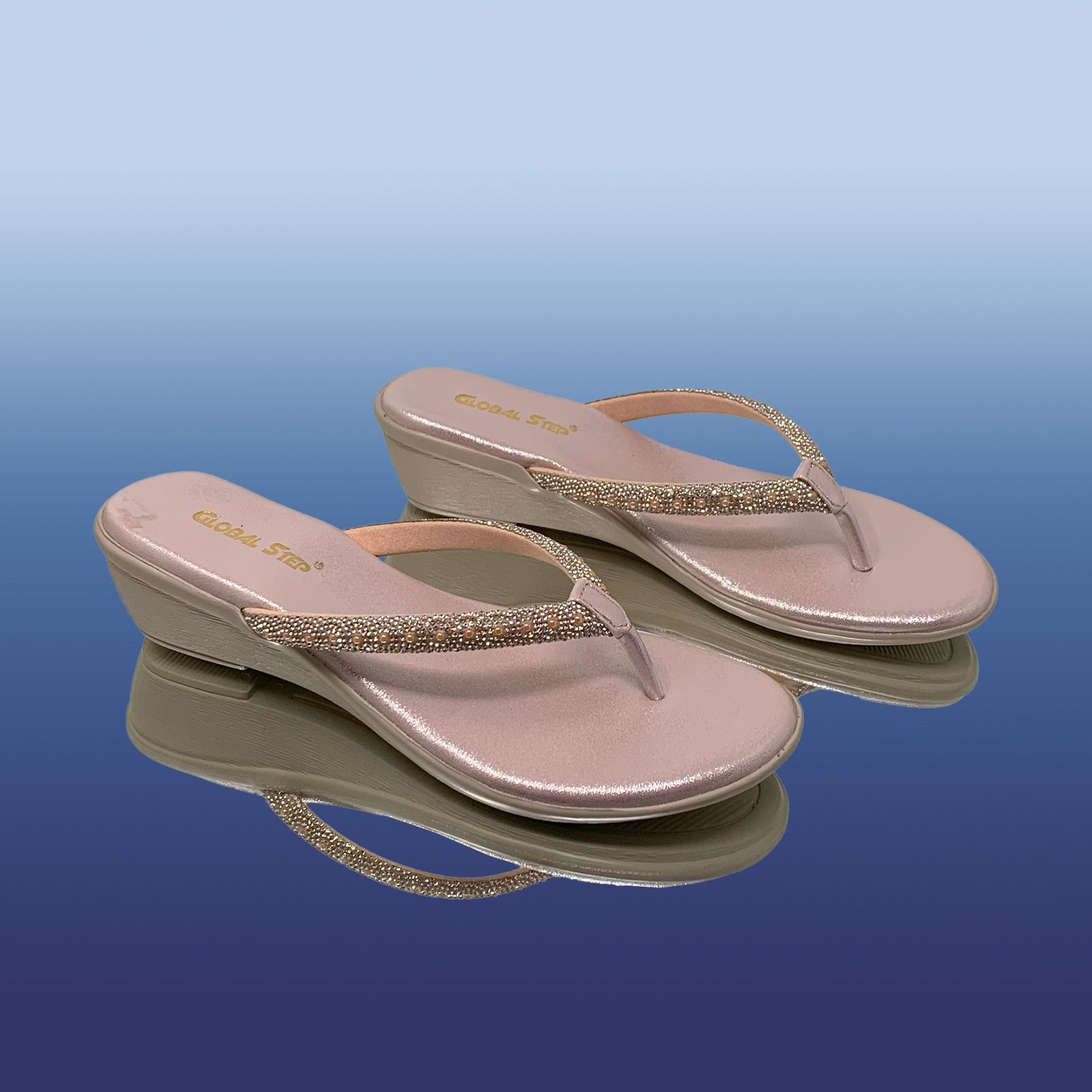 Stylish Rose Gold Wedge Sandals - GlobalStep - shoes - 36