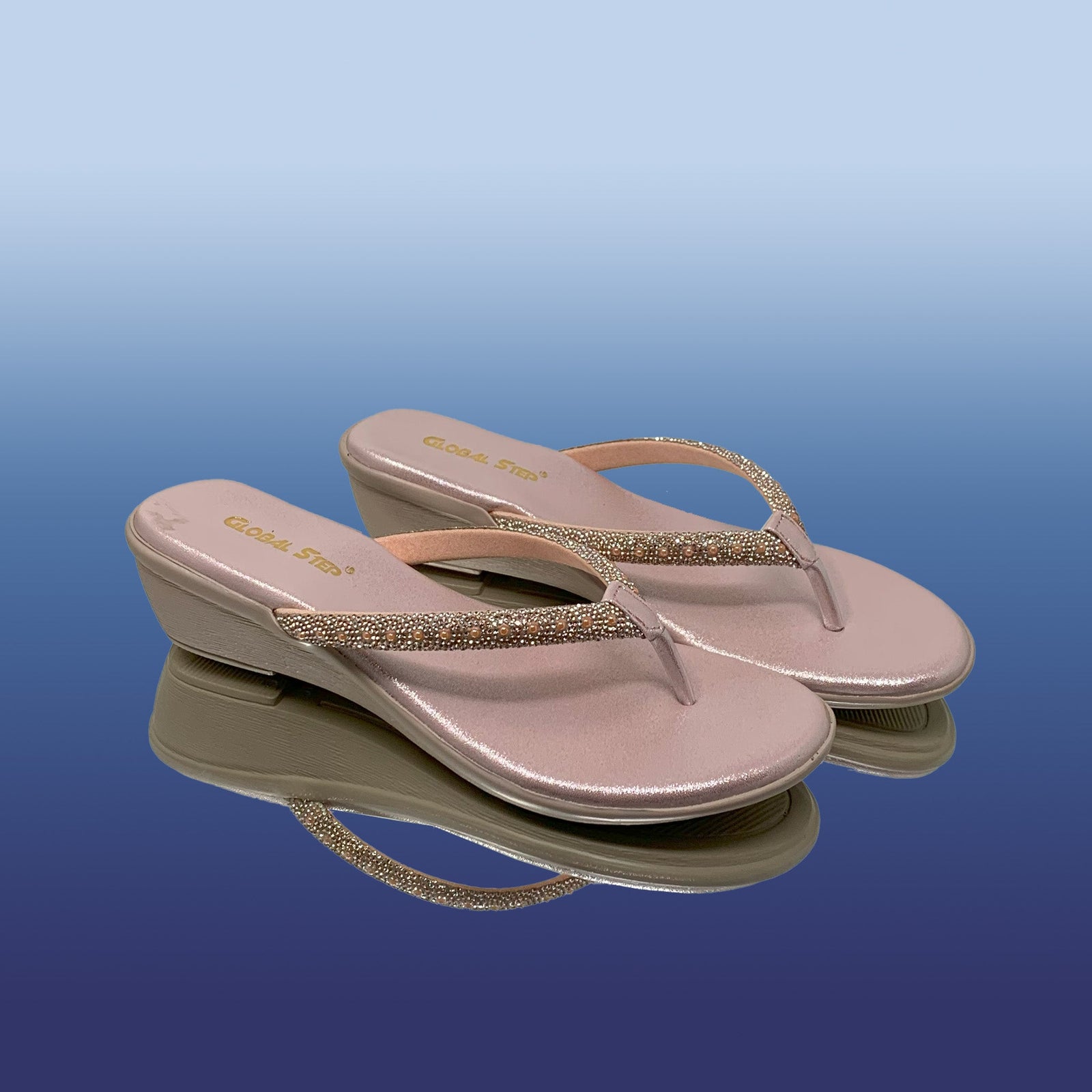 Stylish Rose Gold Wedge Sandals - GlobalStep - shoes - 36