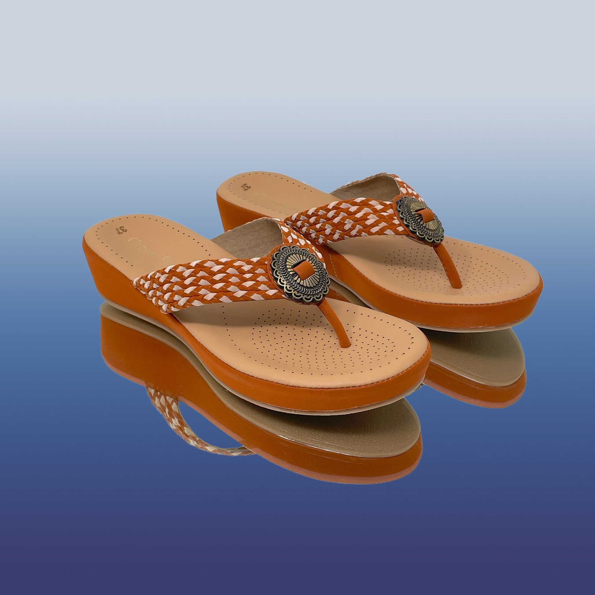 Tan woven cord platforms - GlobalStep - Wedges