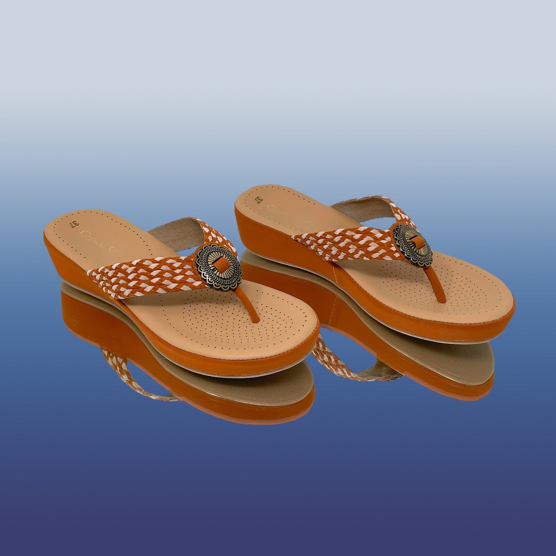 Tan woven cord platforms - GlobalStep - Wedges