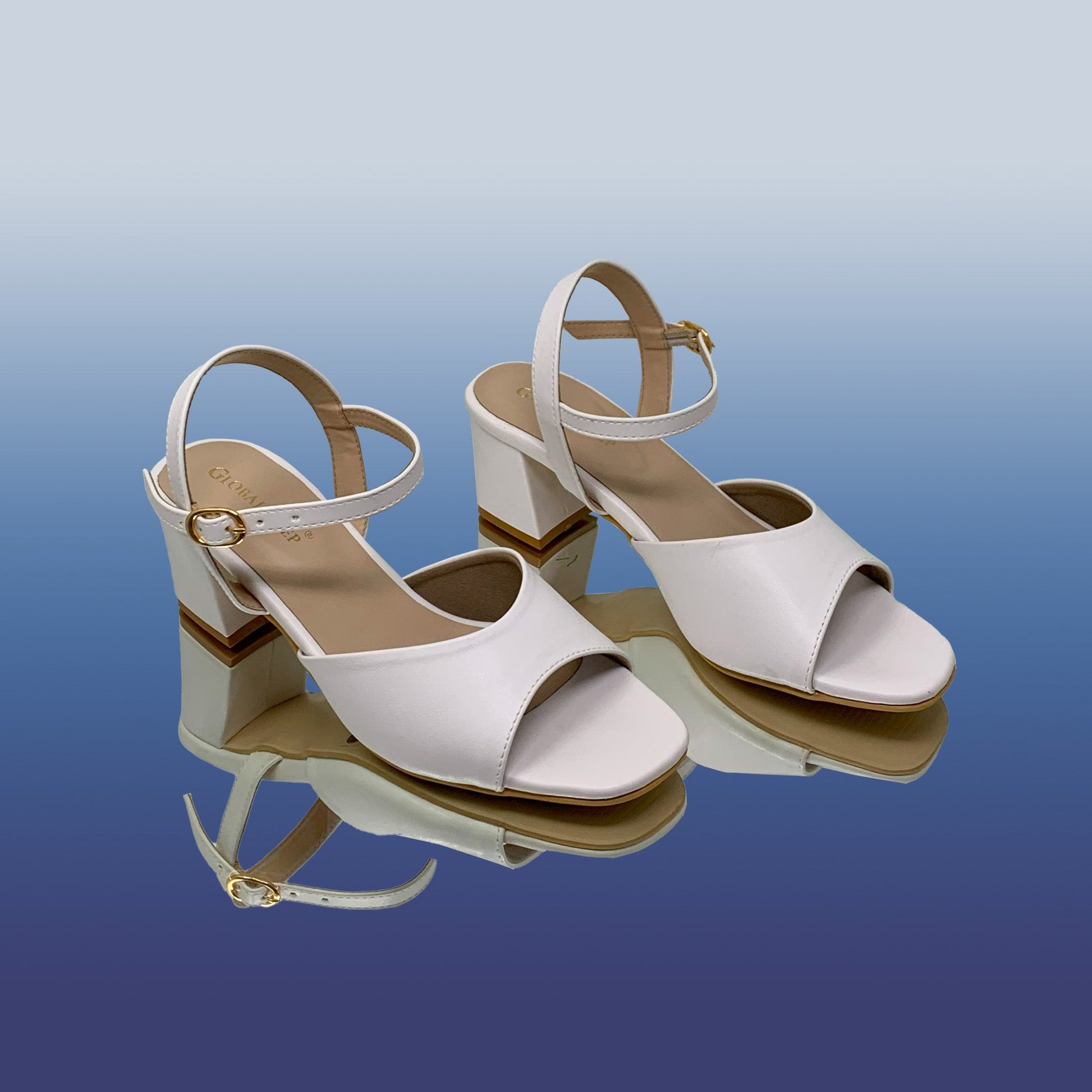 White Block Heel Sandals - GlobalStep - shoes - 36