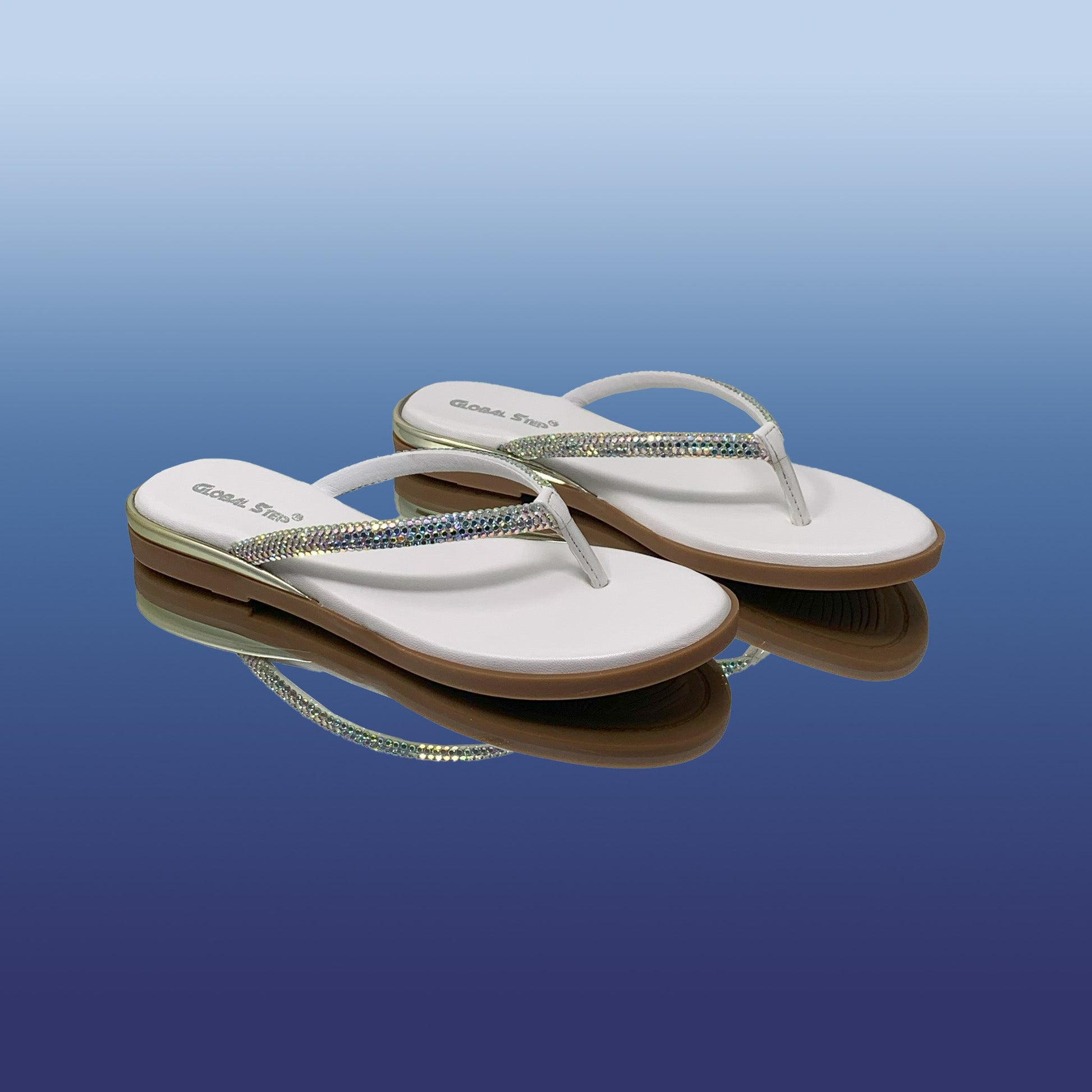 White Rhinestone Flip Flops - GlobalStep - shoes - 36